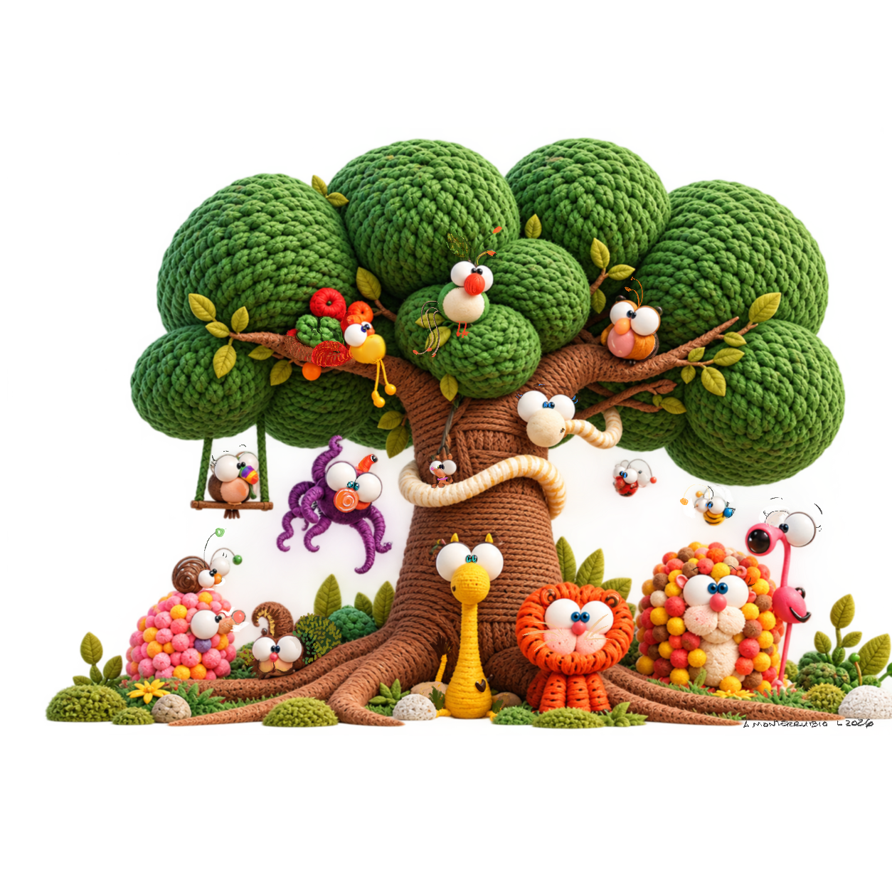 The MONOCUCOS tree, a community of yarn characters